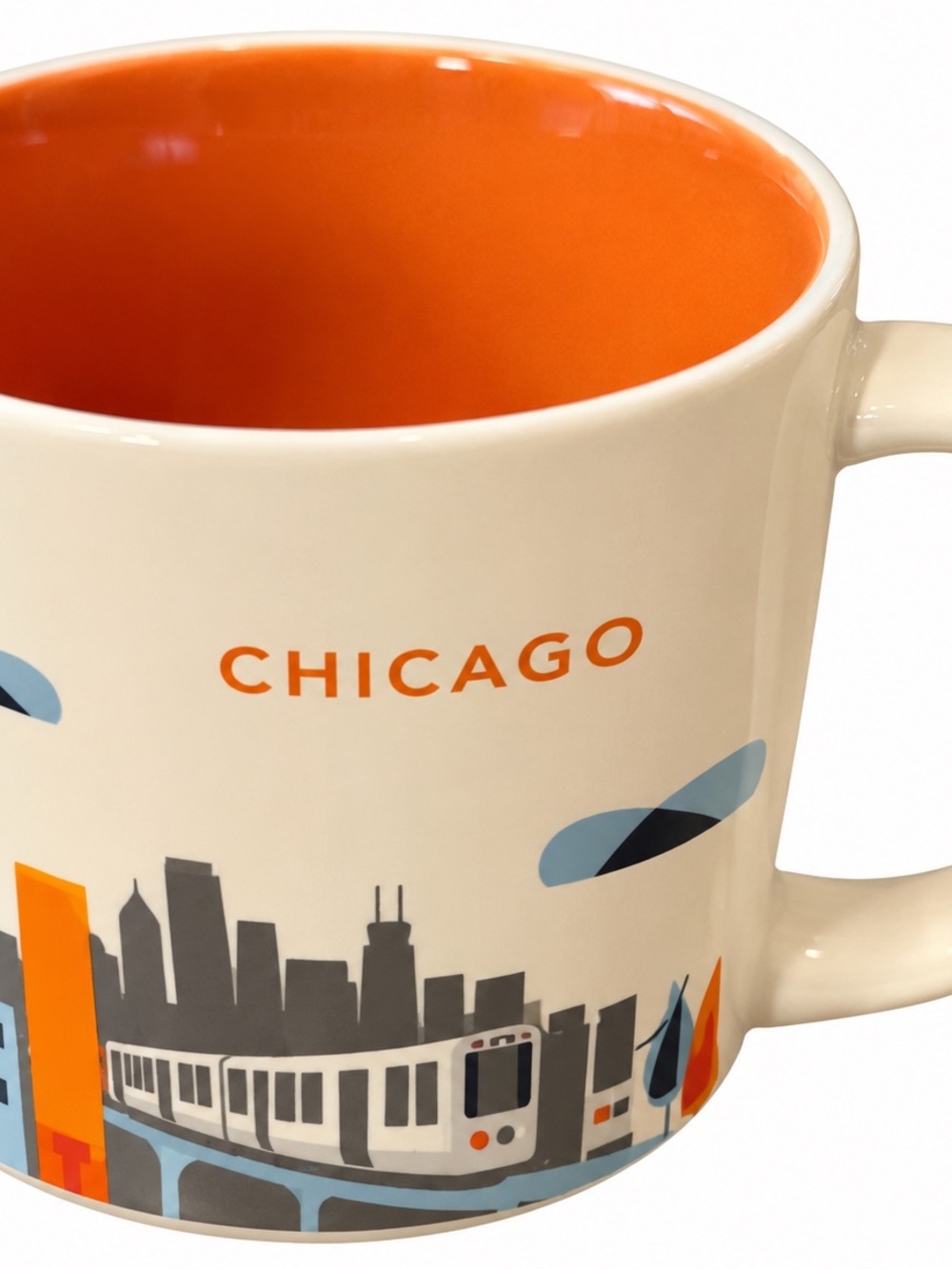 NWOT Starbucks Chicago Coffee Mug with Orange Interior Skyline Train City